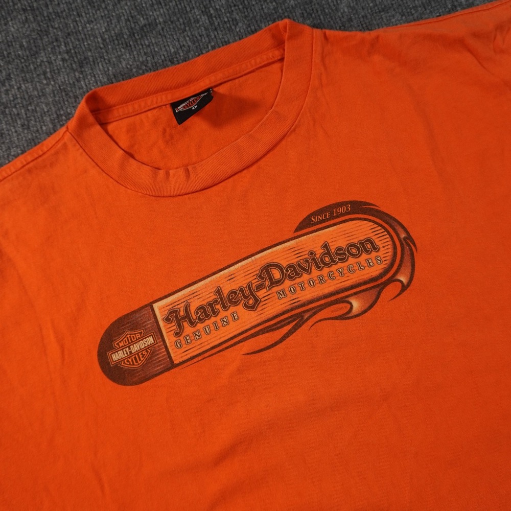 Harley-Davidson T-Shirt Mens 4XL Orange Graphic Flame Logo Short Sleeve Tee